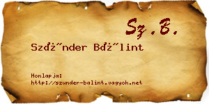 Szünder Bálint névjegykártya
